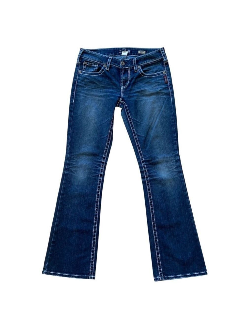 Silver jeans Aiko bootcut low blue lightly stretch denim double stitches size 28